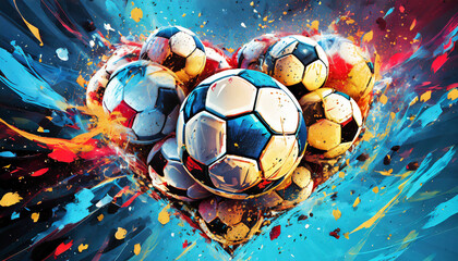 many soccer balls forming a heart, I love soccer concept