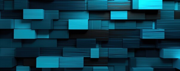 Turquoise and black modern abstract squares background with dark background in blue striped in the style of futuristic chromatic waves, colorful minimalism pattern 