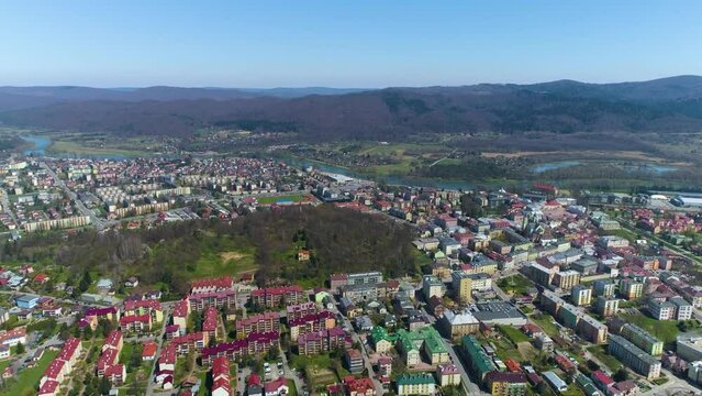 Beautiful Mountain Landscape Panorama Sanok Aerial View Poland