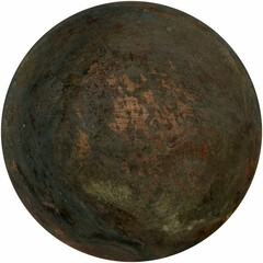 weathered metal sphere isolated over white - 779023623