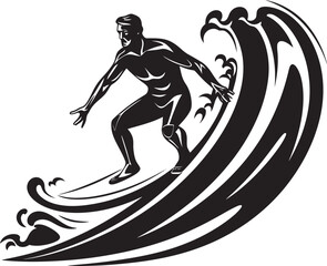 Coastal Flow Surfer Guy Vector Logo Design Surfing Spirit Inspirational Guy Surfing Vector Logo