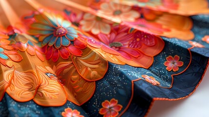 A close-up shot of a traditional Basant kite with intricate designs and bright colors, showcased against a clean white background