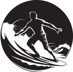 Wave Whisper Serene Guy Surfing Vector Logo Design Surfer Serenity Calm Guy Surfing Vector Logo Inspiration