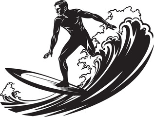 Wave Wonder Astonishing Guy Surfing Vector Logo Design Surfer Spectrum Colorful Guy Surfing Vector Logo