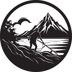 Surfer Spectrum Colorful Guy Surfing Vector Logo Coastal Comrade Friendly Guy Surfing Vector Logo Design