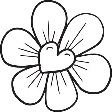 A Logo Hand Drawn Outline Squiggle Design Of a Wildflower Flower Icon 