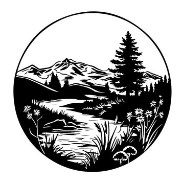 Riparian Zone Landscape Logo Design