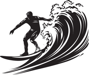 Coastal Catalyst Inspiring Guy Surfing Vector Logo Design Surfing Momentum Dynamic Guy Surfing Vector Logo