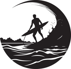 Surfer Splendor Magnificent Guy Surfing Vector Logo Coastal Creativity Imaginative Guy Surfing Vector Logo Design