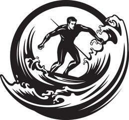 Wave Whisper Whispered Guy Surfing Vector Logo Surfer Sparkle Sparkling Guy Surfing Vector Logo Design