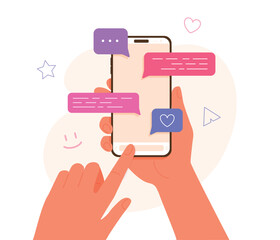 Chatting with friends and send messages by smartphone