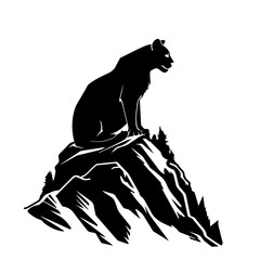 Sitting Mountain Lion Logo Design