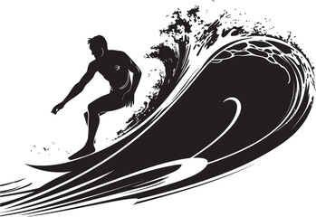 Tidal Tempest Vector Logo of a Guy Navigating Waves Beach Ballet Surfer Vector Icon Logo