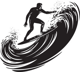 Coastal Charge Vector Logo of a Guy Charging Through Waves Ocean Odyssey Surfer Vector Logo Design
