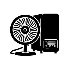 Small fan next to a computer case Logo Design