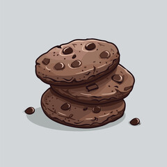 Cartoon cookies stack, chocolate chips.
