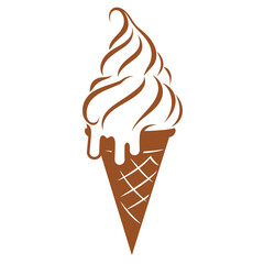 A brown silhouette of swirly ice cream.
