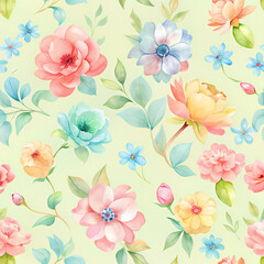 Watercolor floral seamless design 2