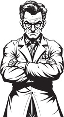 Angry Expertise Striking Brilliance Vector Icon Wrathful Healing Intimidating Doctor Vector Logo