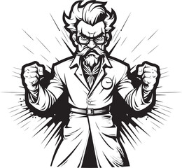 Furious Brilliance Enraged Doctor Vector Logo Design Angry Genius Eruptive Doctor Vector Logo Icon