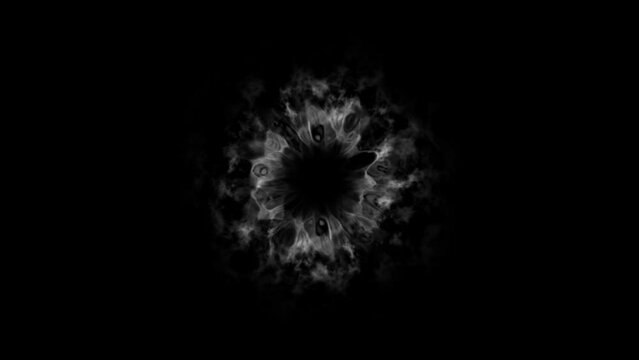 White Shockwaves Animation on a Dark Background. 2D Shoockwaves Animation. 4K