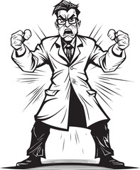 Angry Expertise Aggressive Doctor Vector Logo Icon Brilliant Rage Fiery Doctor Vector Logo Design