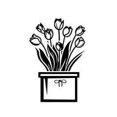 Tulips in a square vase Logo Design