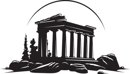 Naklejka premium Vector Art Celebrating the Beauty of Ancient Greek Architecture Greek Architectural Icons Transformed into Stunning Vector Logos