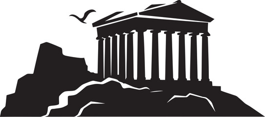 Vector Symbols Echoing the Grandeur of Greek Architectural History Icons of Ancient Greek Architecture Reimagined in Vector - obrazy, fototapety, plakaty