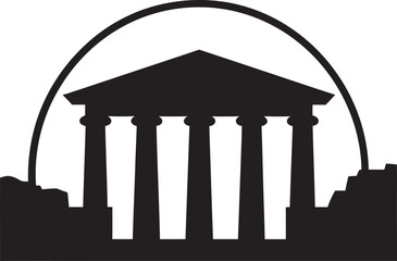 Vector Illustrations Celebrating the Richness of Greek Architectural History Greek Architecture Iconography Translated into Vector Logos - obrazy, fototapety, plakaty