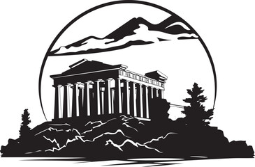 Greek Architectural Heritage Preserved in Elegant Vector Logos Vector Logos Celebrating the Enduring Beauty of Greek Architecture