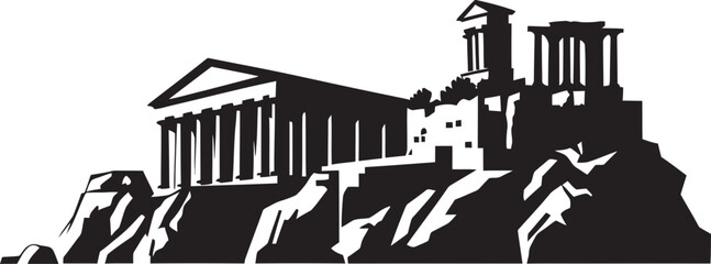 Vector Designs Inspired by the Rich History of Greek Architecture Greek Architectural Marvels Brought to Life Through Vector Logos - obrazy, fototapety, plakaty