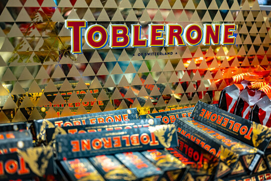 Bars of Toblerone, a Swiss chocolate brand