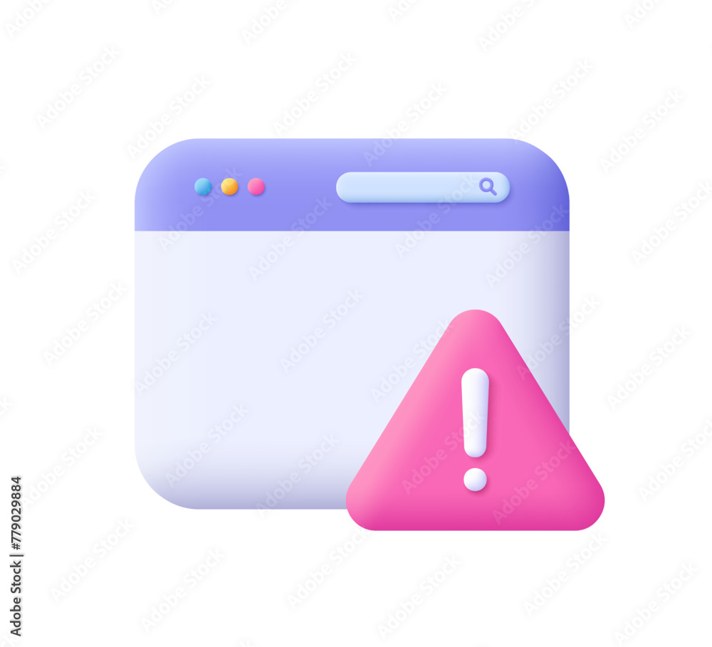 Poster web page with attention exclamation sign. website window alert notification. alert, warning, danger 