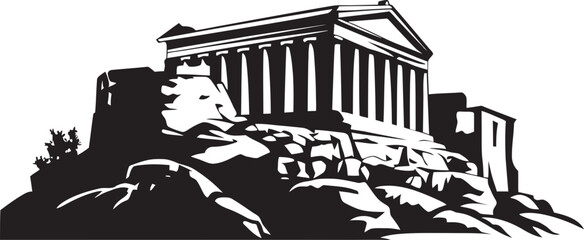 Capturing the Essence of Ancient Greek Architecture Vector Logos Reimagined Icons Ancient Greek Architecture in Vector - obrazy, fototapety, plakaty