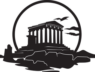 Reimagined Icons Ancient Greek Architecture in Vector Reviving History Vector Logos for Greek Architecture - obrazy, fototapety, plakaty