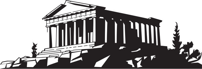 Vector Graphics of Historic Greek Architecture Echoes of Greatness Ancient Greek Architectural Masterpieces Vector Logo Reminiscent - obrazy, fototapety, plakaty