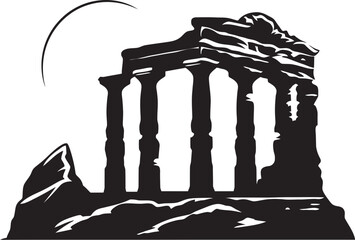 Naklejka premium Vector Graphics of Ancient Greek Architecture Emblematic Symbols Ancient Greek Architectural Masterpieces Vector Logos of Heritage