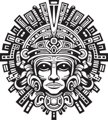 Antique Aztec Art Revived Drawing Icon Vector Logos Vintage Aztec Drawing Icons Vector Logo Tributes