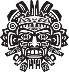 Iconic Aztec Symbols Antique Drawing Icon Vector Logos Antique Aztec Artistry in Vector Drawing Icon Logos