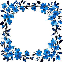 white-flowers-square-frame-of-blue-flowers.Generative AI
