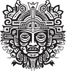 Vintage Tributes to Aztec Artistic Expression Antique Drawing Icon Logos Honoring Aztec Cultural Contributions Drawing Icon Vector Logos