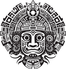 Vintage Aztec Artistry in Vector Iconic Drawing Icon Logos Ancient Aztec Heritage Captured Vector Logo Depictions