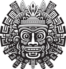Vintage Aztec Artistry in Vector Antique Drawing Icon Designs Antique Aztec Cultural Resurgence Vector Logo Depictions