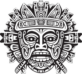 Resurrecting Aztec Artistic Expression Vector Logo Depictions Antique Aztec Cultural Heritage Preserved Drawing Icon Vector Logos