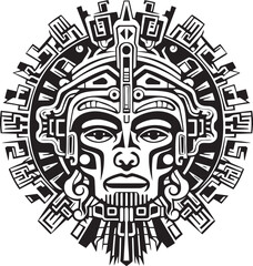 Antique Aztec Legacy Honored Vector Drawing Icon Logos Reviving Ancient Aztec Symbolism Antique Drawing Icon Logos
