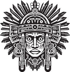 Vintage Tributes to Aztec Artistry Antique Drawing Icon Logos Antique Aztec Legacy Honored Vector Drawing Icon Logos