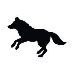 silhouette of wolf on white