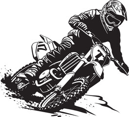 Fototapeta premium Speed Demon Dirt Bike Rider Icon in Vector Enduro Expedition Dirt Bike Rider Vector Logo Design