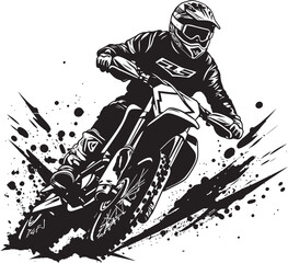 Fototapeta premium Daredevil Rider Dirt Bike Rider Vector Logo Design Off Road Maverick Dirt Bike Rider Icon in Vector